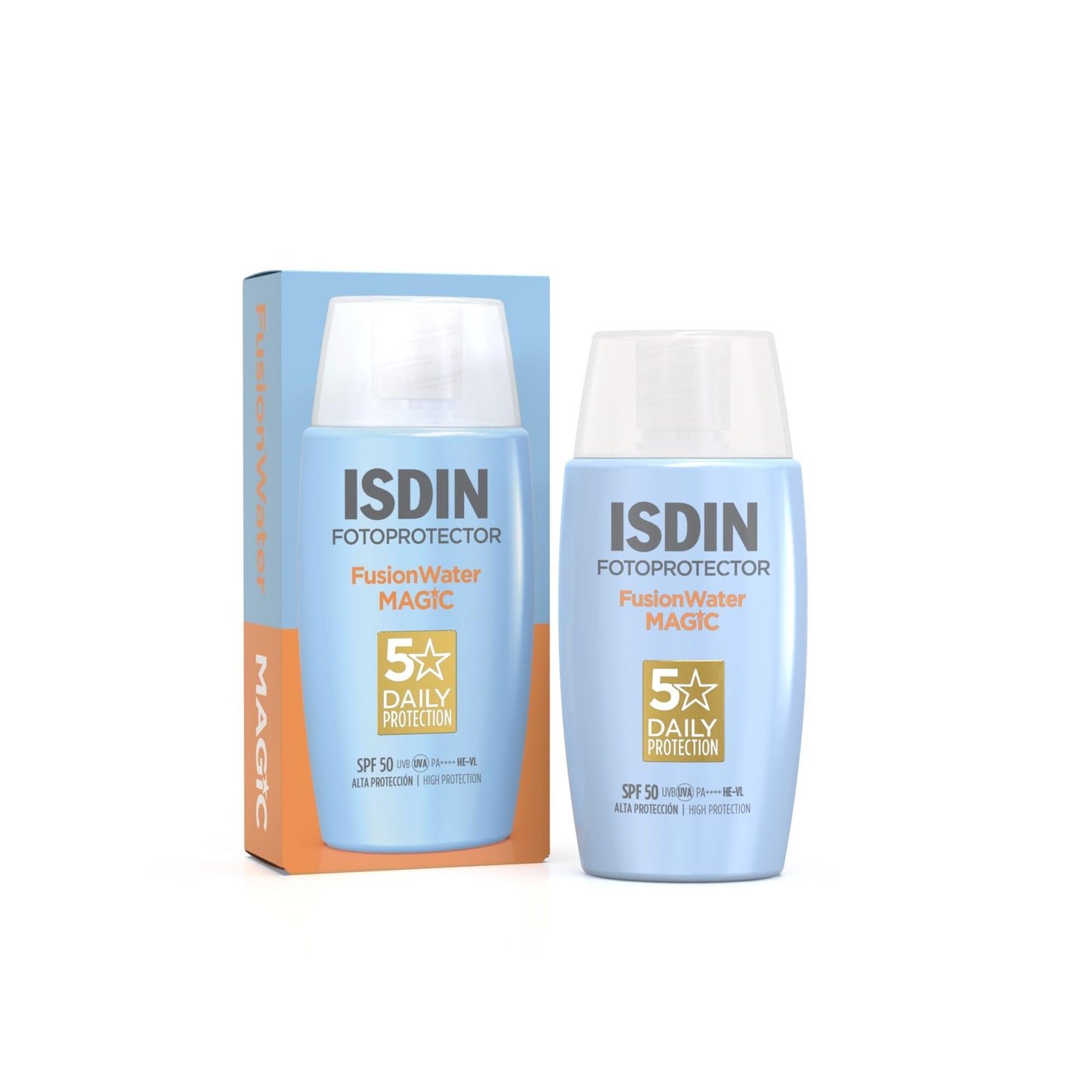 ISDIN Fotoprotector Fusion Water MAGIC SPF 50, Protector Solar Facial De Uso Diario Ultraligero Y Absorción Inmediata, Crema Solar Que Protege Frente Al Daño Solar Con Tecnología Full Spectrum -50 ml
