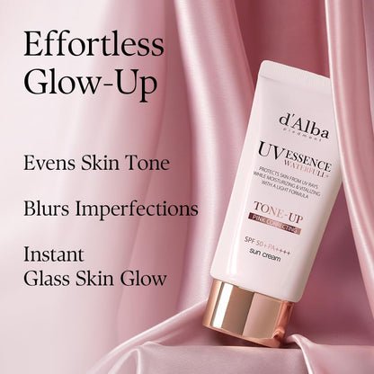 d'alba Loción Solar Tonificante Waterfull SPF50+PA++++ de Trufa Blanca italiana, Crema Solar Teñida con Filtros UV Veganos, Loción Solar Brillante e iluminadora, Skincare Coreano
