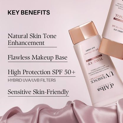 d'alba Loción Solar Tonificante Waterfull SPF50+PA++++ de Trufa Blanca italiana, Crema Solar Teñida con Filtros UV Veganos, Loción Solar Brillante e iluminadora, Skincare Coreano
