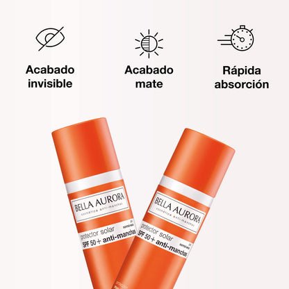 Bella Aurora Protector Solar SPF 50+ Facial Anti-Manchas Piel Normal Seca, 50 ml | Crema Protección del Sol Cara | Bloqueador Solar